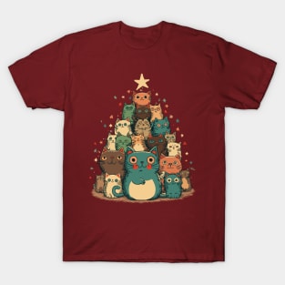 Christmas tree made of happy cats T-Shirt